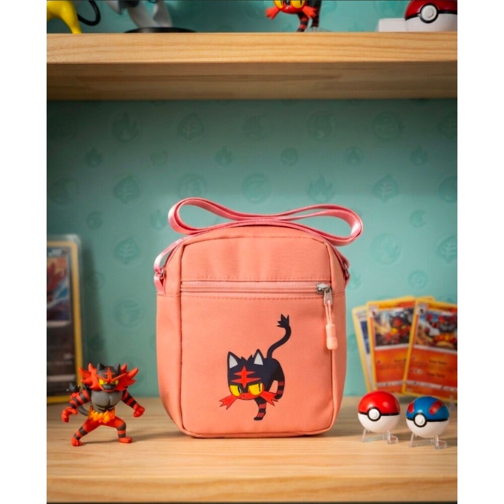 Pokémon Litten Canvas Crossbody Bag – Pink Clear Pocket Shoulder Bag